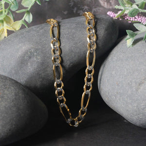 14K Yellow Gold Solid Pave Figaro Chain (5.90 mm)