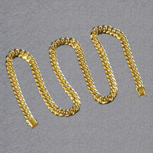 7.25mm 10k Yellow Gold Semi Solid Miami Cuban Chain