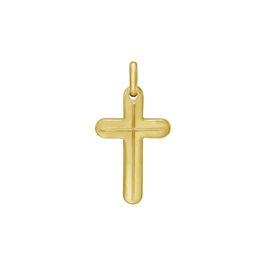 14K Yellow Gold Etched Cross Pendant