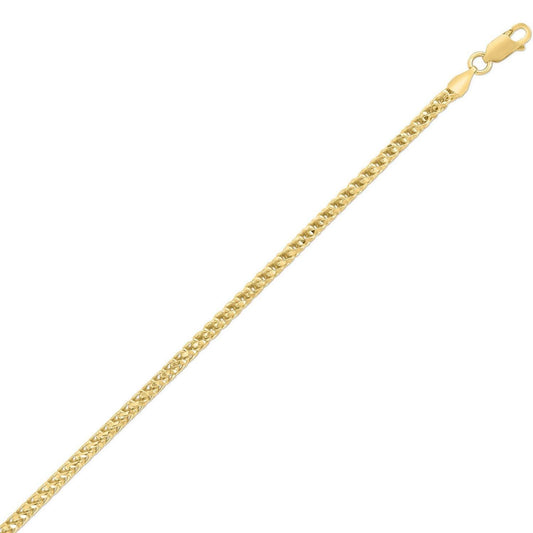 Sterling Silver Yellow Gold Plated Diamond Cut Franco Chain (3.20 mm)