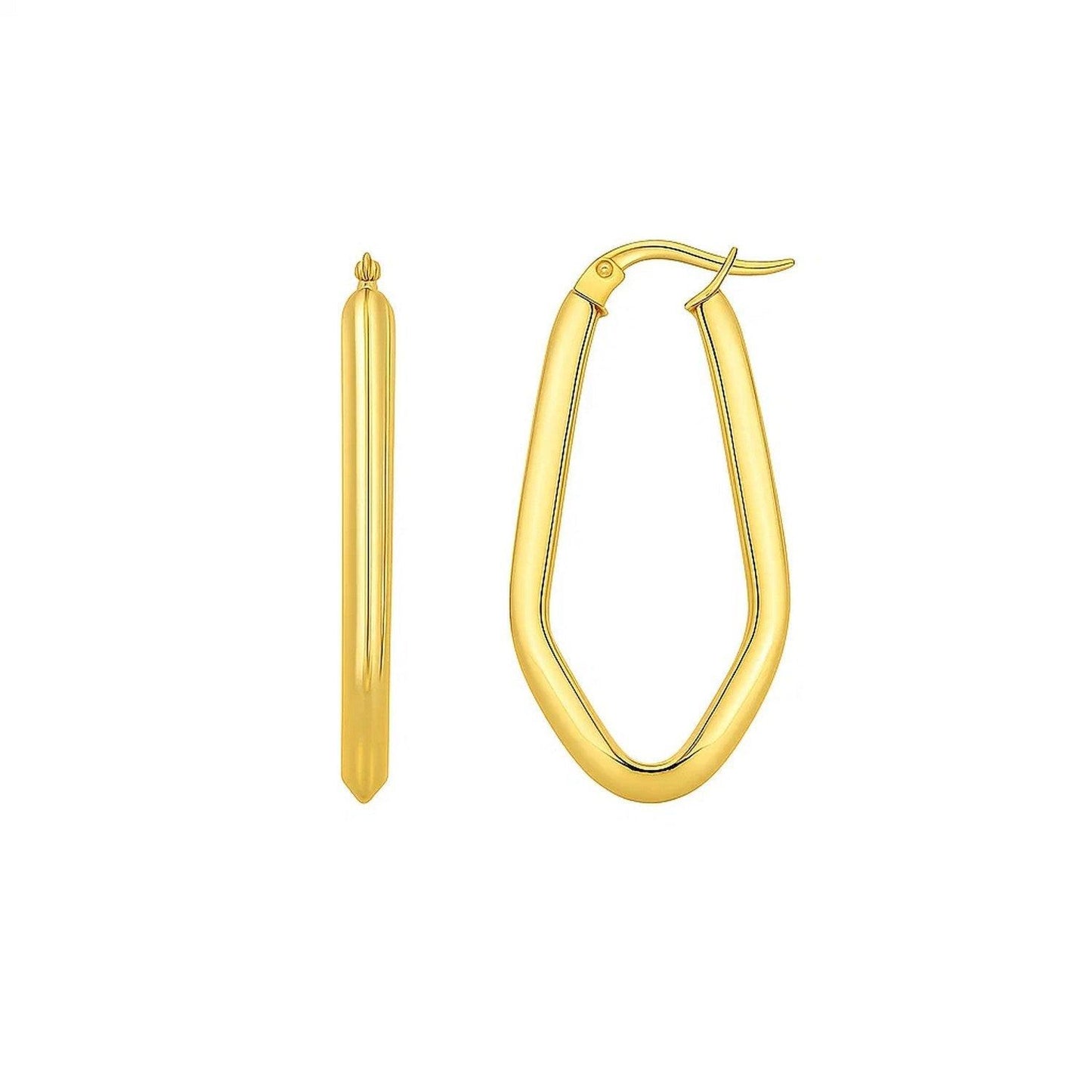 Geometric Oval Hoop Earrings in 10K Yellow Gold