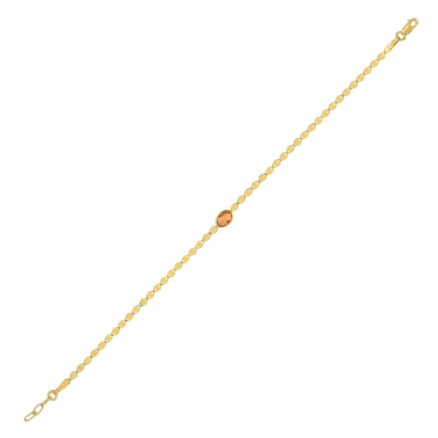 14K Yellow Gold Citrine Mirrored Chain Bracelet (2.20 mm)
