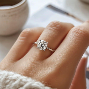 3 Carat Round Lab Grown IGI G/VS1 Diamond Solitaire Ring in 10K White Gold