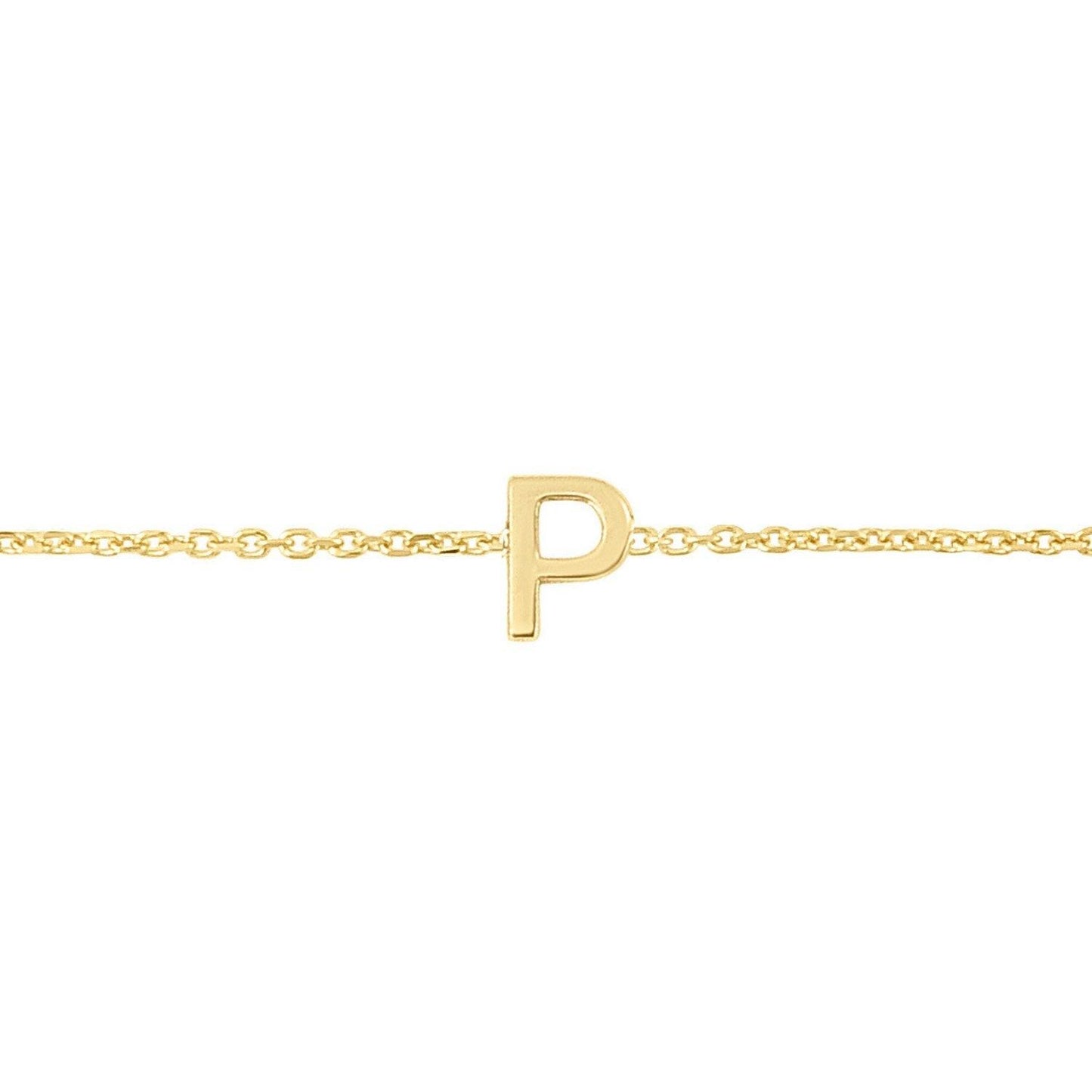 14K Yellow Gold Mini Initial P Bracelet