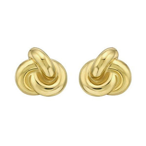 Sterling Silver Yellow Gold Plated Puffed Love Knot Stud Earrings