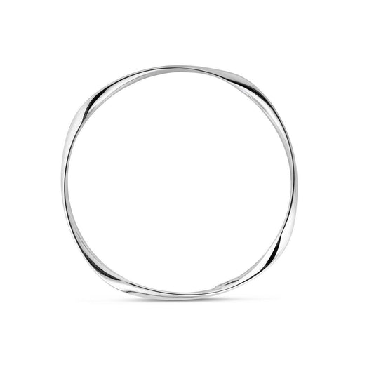 Sterling Silver Rhodium Plated Slip On Fancy Bangle
