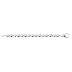 Rhodium Plated Sterling Silver Bold Bead Bracelet (10.00 mm)