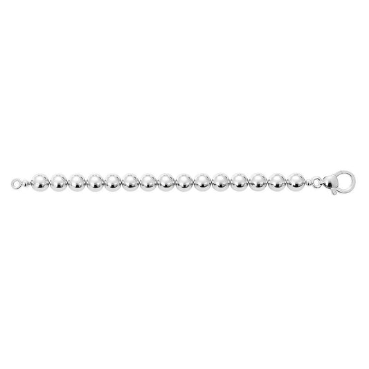Rhodium Plated Sterling Silver Bold Bead Bracelet (10.00 mm)