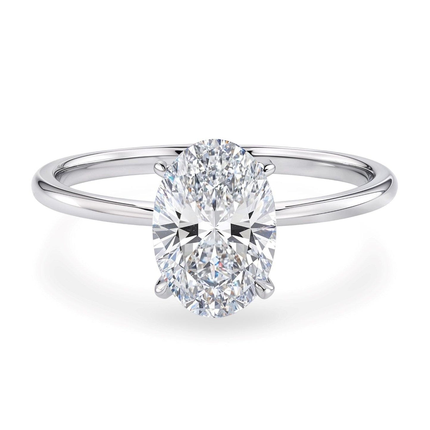 1 1/2 Carat Oval Lab Grown IGI G/VS1 Diamond Solitaire Ring in 10K White Gold