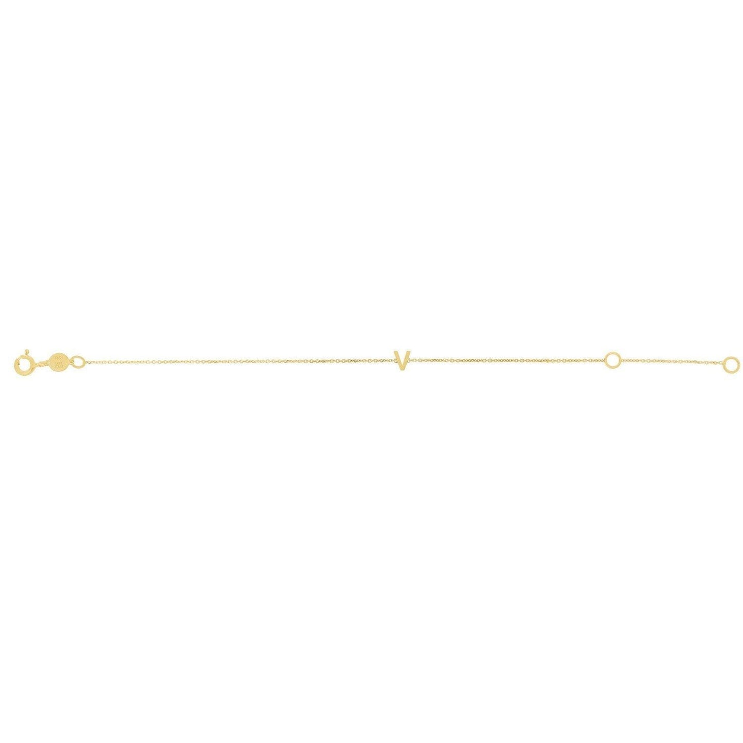 14K Yellow Gold Mini Initial V Bracelet