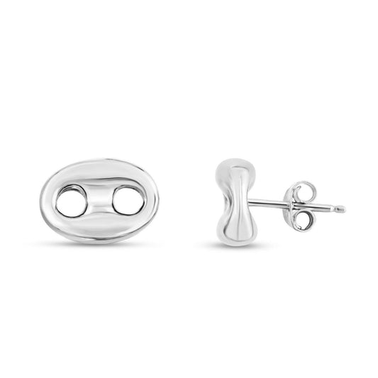Sterling Silver Puffed Mariner Stud Earrings