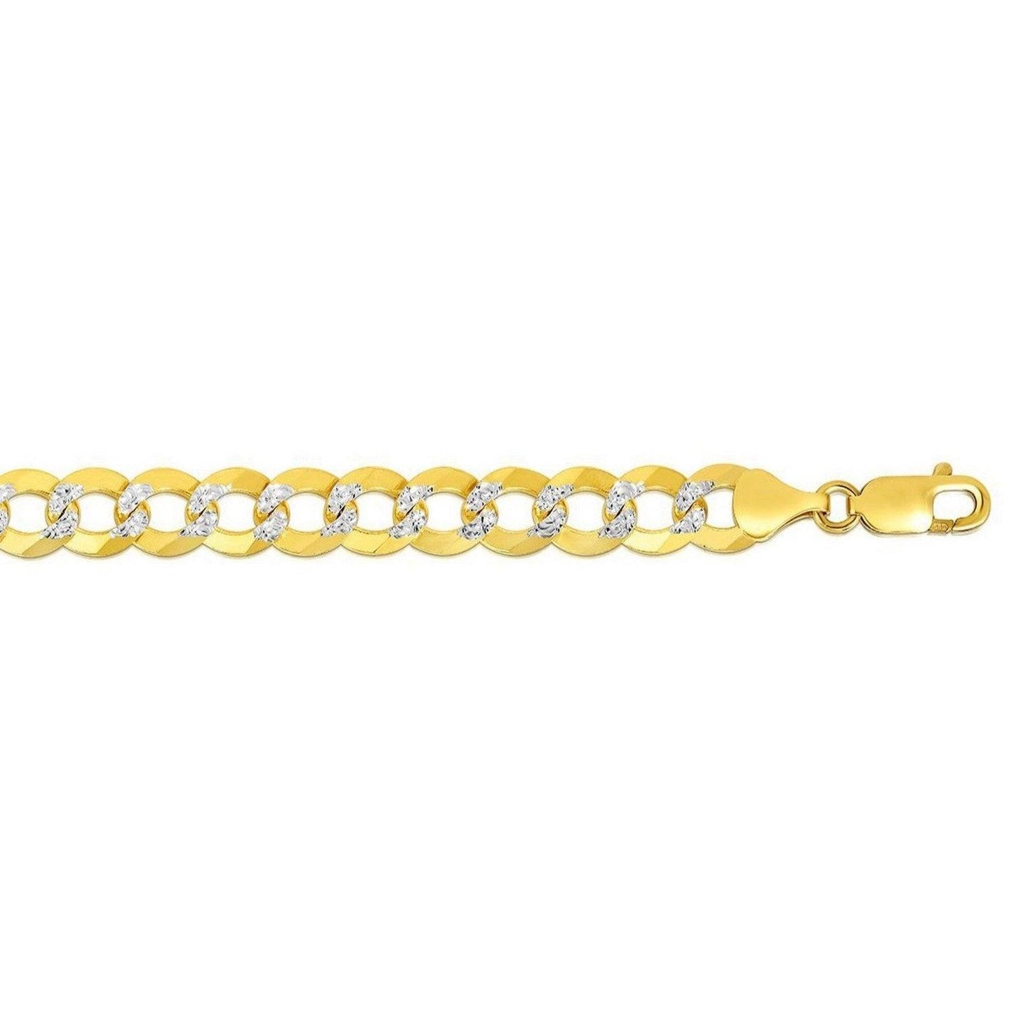 14k Two Tone Gold Pave Curb Chain (8.30 mm)