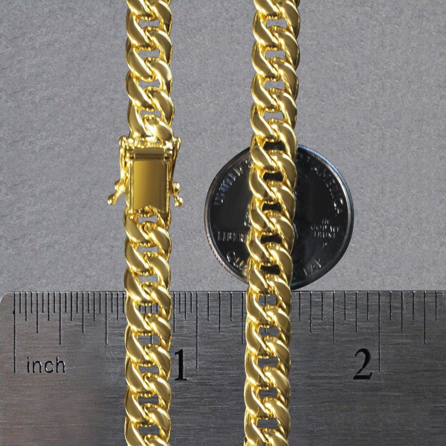 14k Yellow Gold Semi Solid Miami Cuban Chain (7.20 mm)