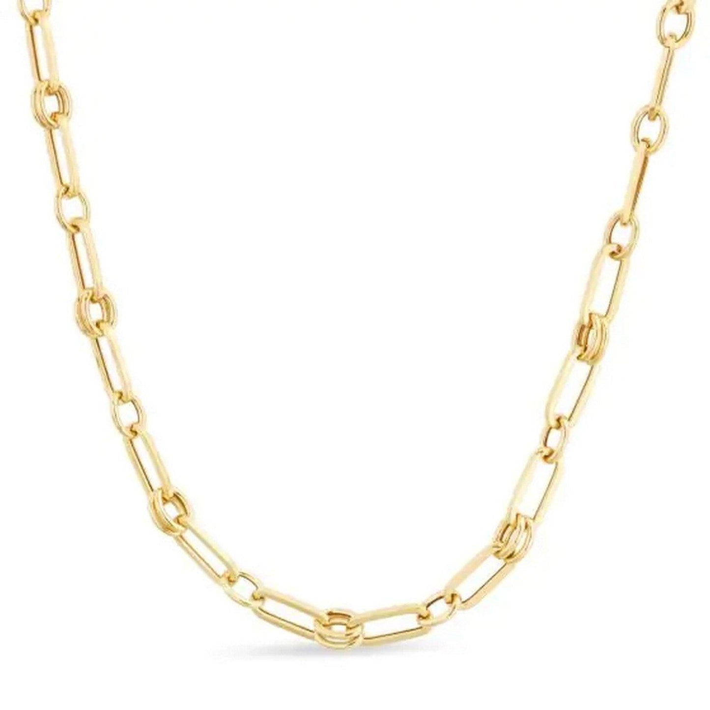 14k Yellow Gold High Polish Paperclip Rondel Link Chain (5.60 mm)