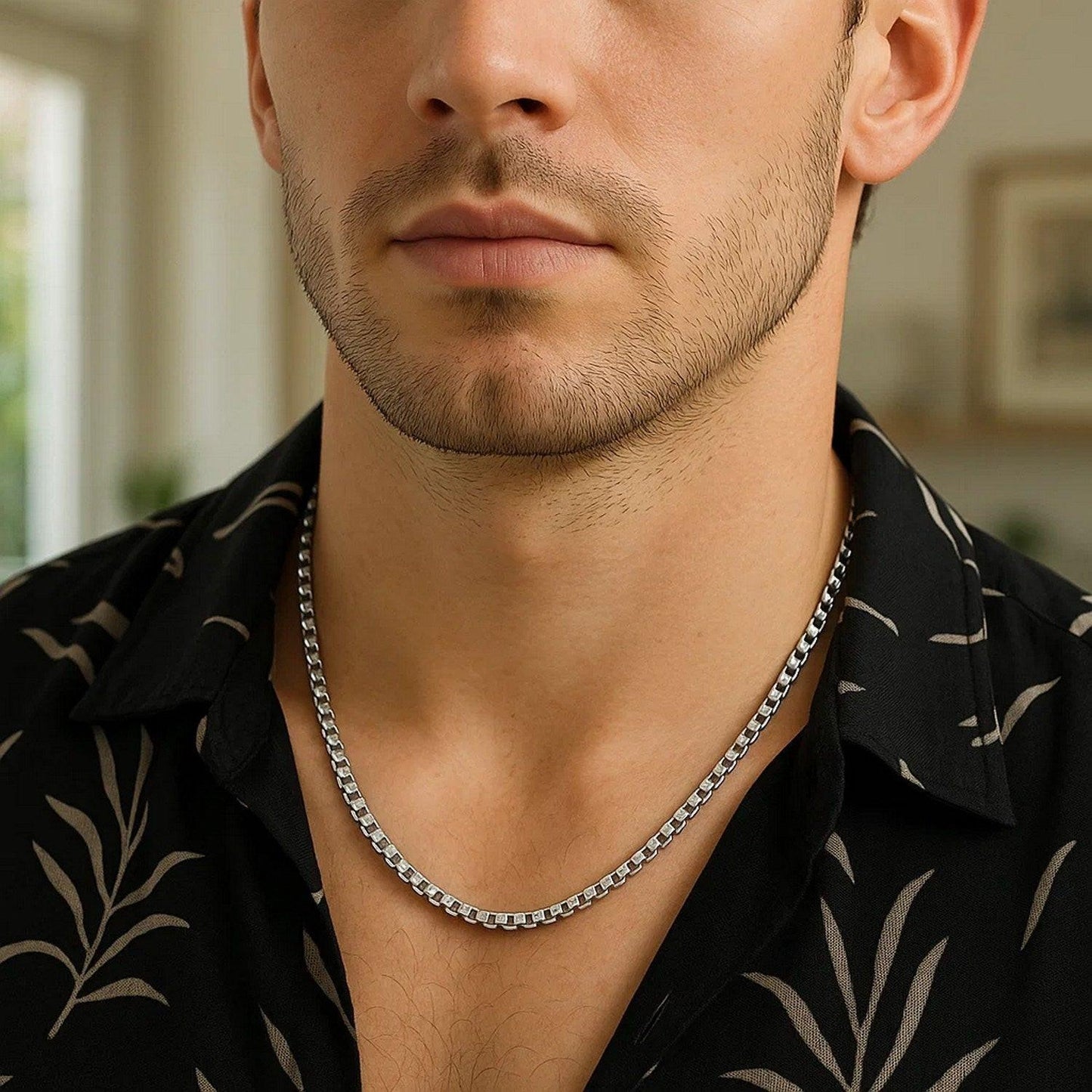 Sterling Silver Rhodium Plated Rockstar Cut Round Box Chain (3.90 mm)