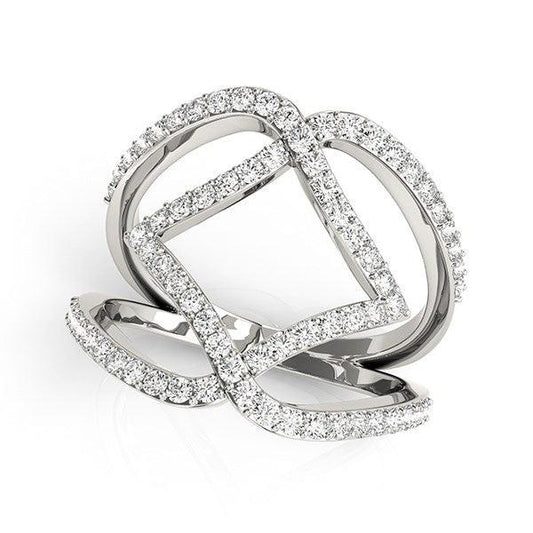 14k White Gold Entwined Design Diamond Dual Band Ring (3/4 cttw)