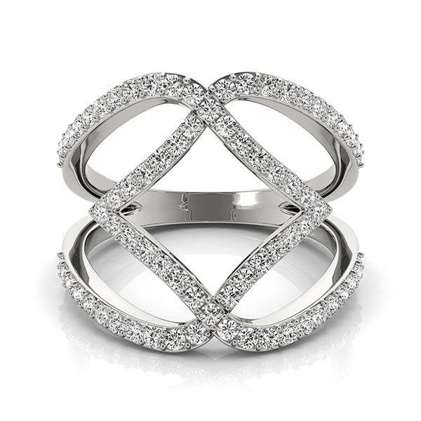14k White Gold Entwined Design Diamond Dual Band Ring (3/4 cttw)