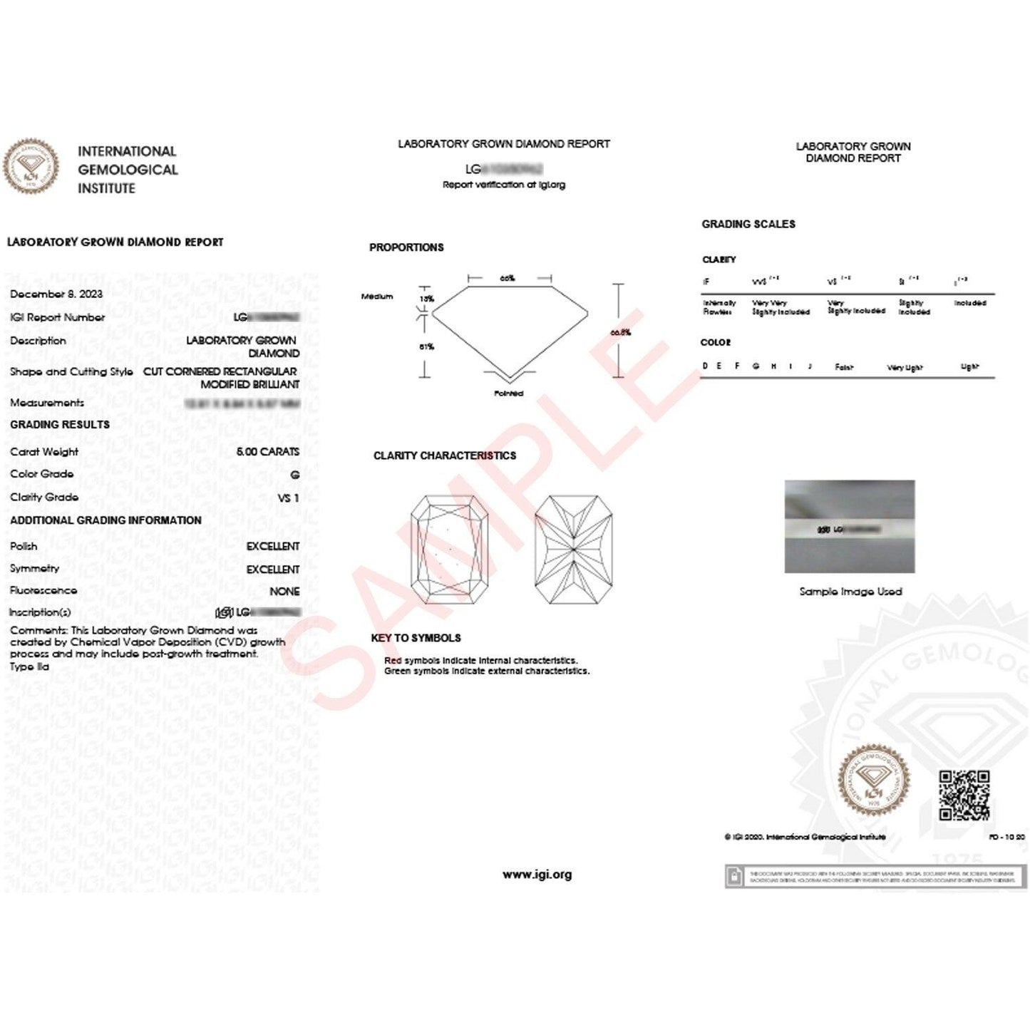 5 Carat Radiant Lab Grown IGI G/VS1 Diamond Solitaire Ring in 14K Yellow Gold