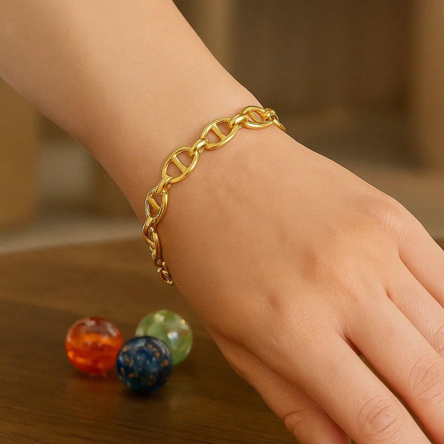 14k Yellow Gold High Polish Mariner Link Bracelet  (8.80 mm)