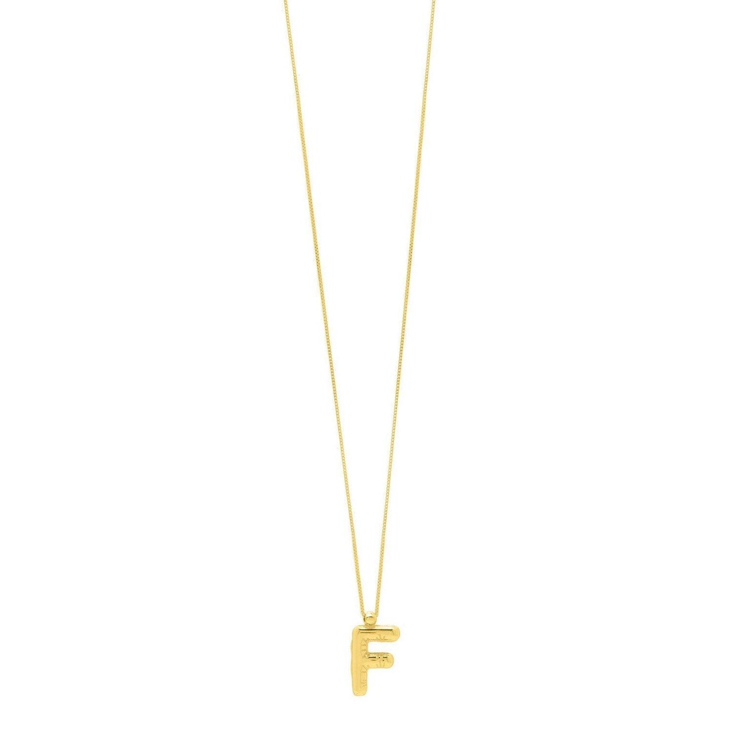 14K Yellow Gold Helium Initial F Pendant