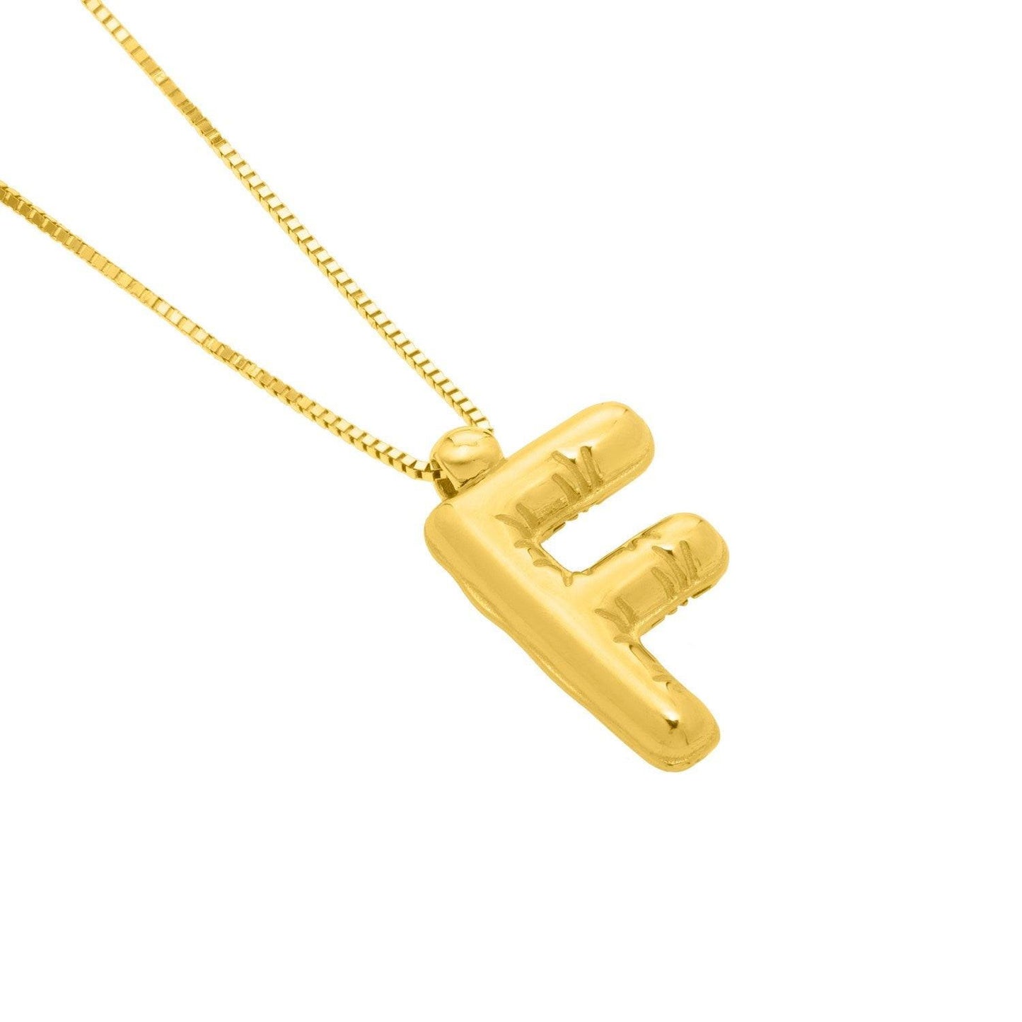 14K Yellow Gold Helium Initial F Pendant