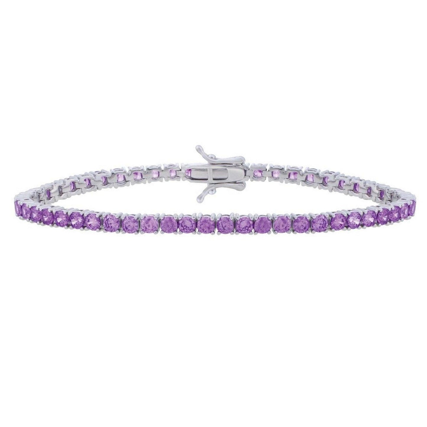 Sterling Silver Purple CZ Tennis Bracelet (3.30 mm)