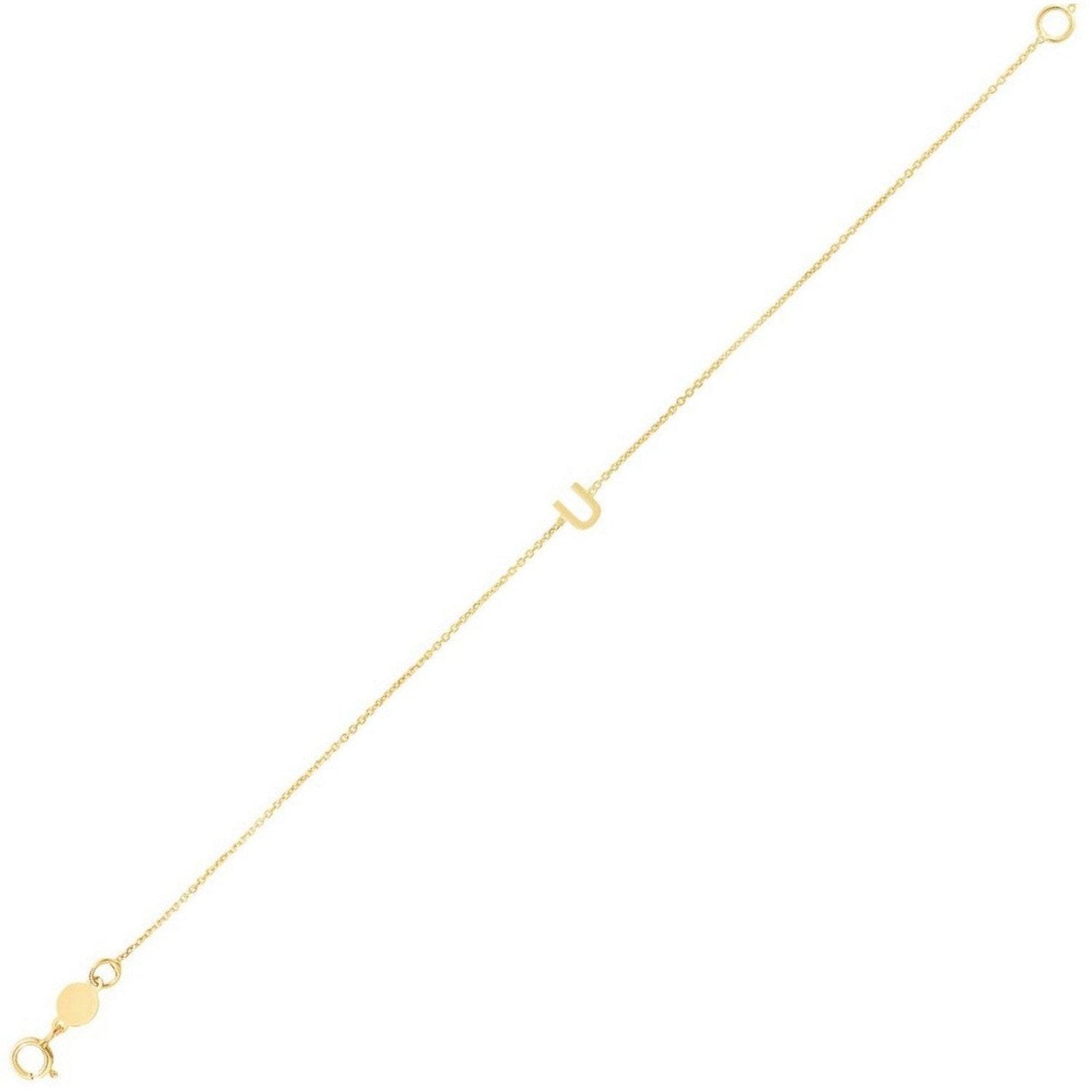14K Yellow Gold Mini Initial U Bracelet