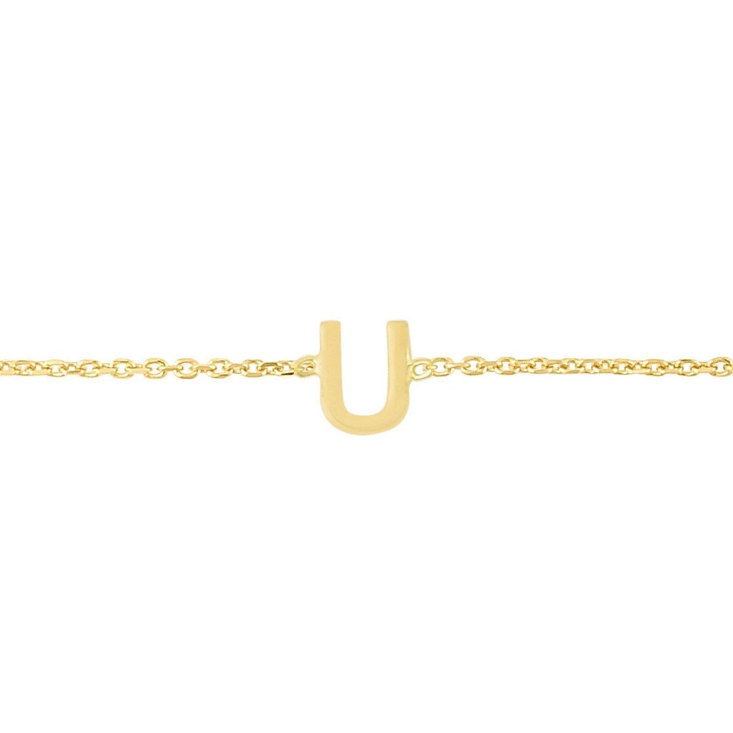 14K Yellow Gold Mini Initial U Bracelet