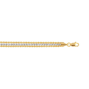 Triple Strand Rope Chain Bracelet in 10k Two Tone Gold (6.35 mm)