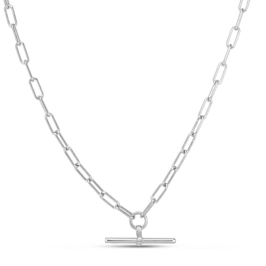 Sterling Silver Rhodium Plated Paperclip Necklace