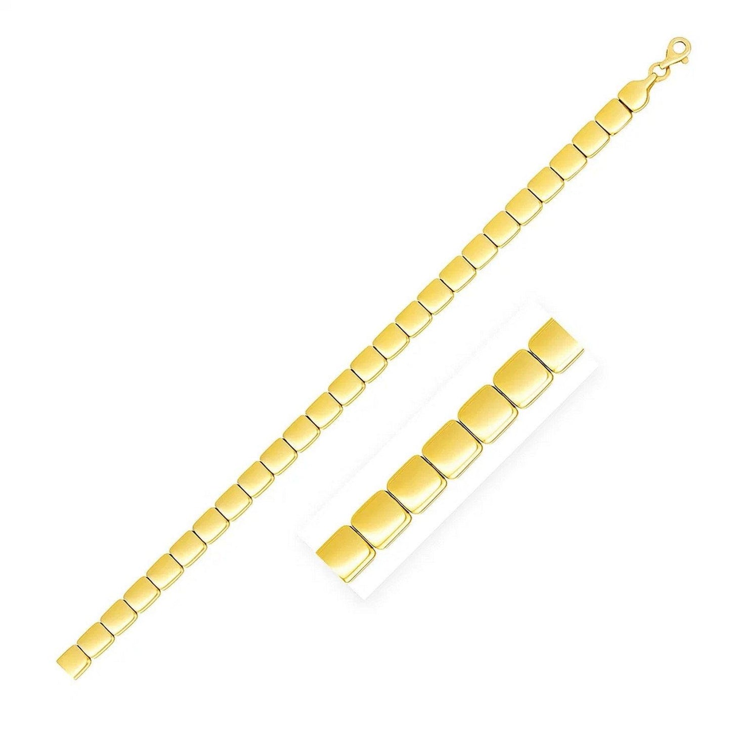 14k Yellow Gold High Polish Square Link Bracelet (6.00 mm)