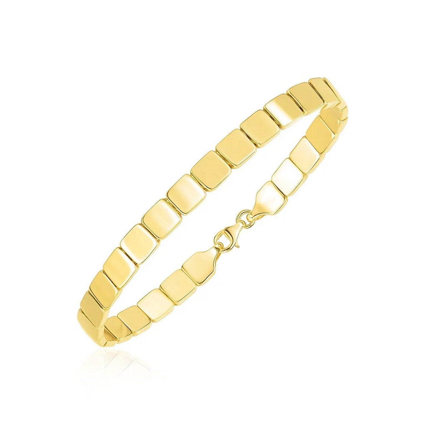 14k Yellow Gold High Polish Square Link Bracelet (6.00 mm)