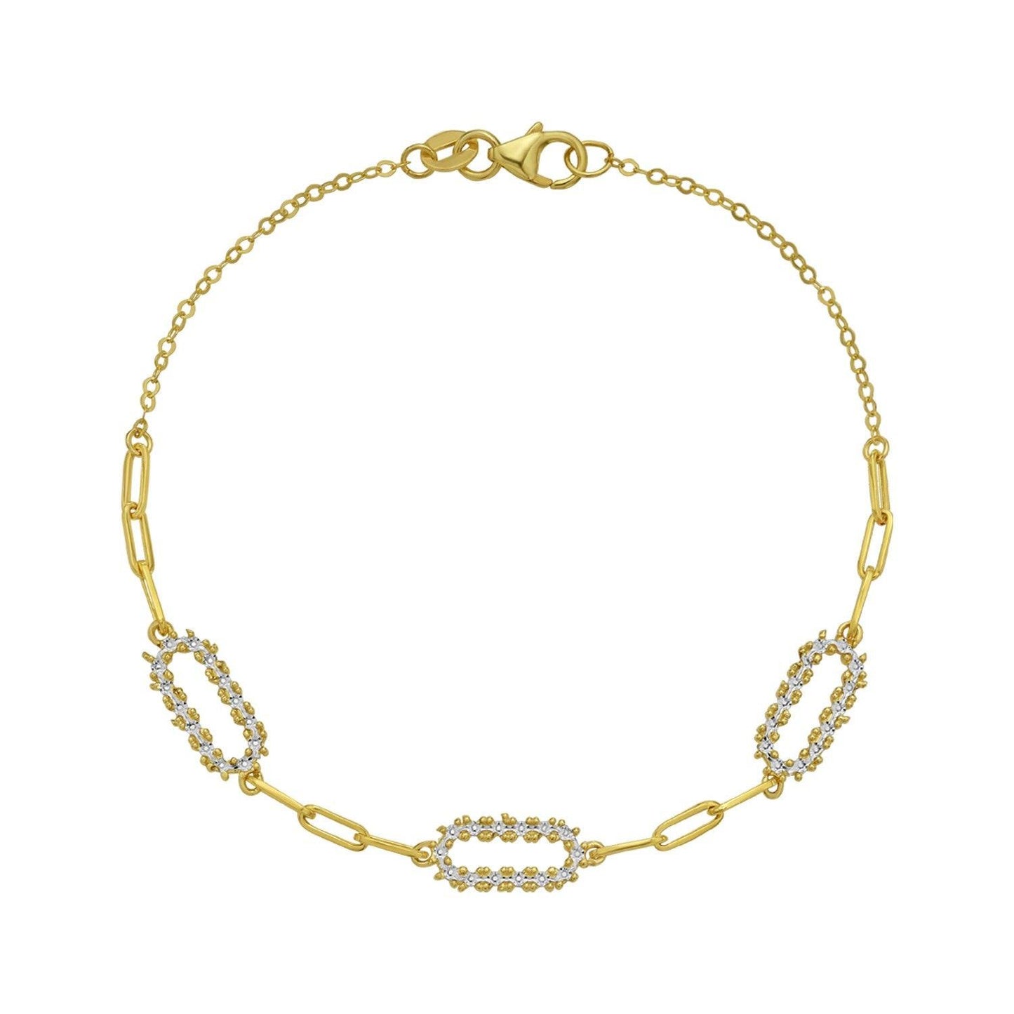 14K Yellow Gold Diamon Oro Paperclip Bracelet