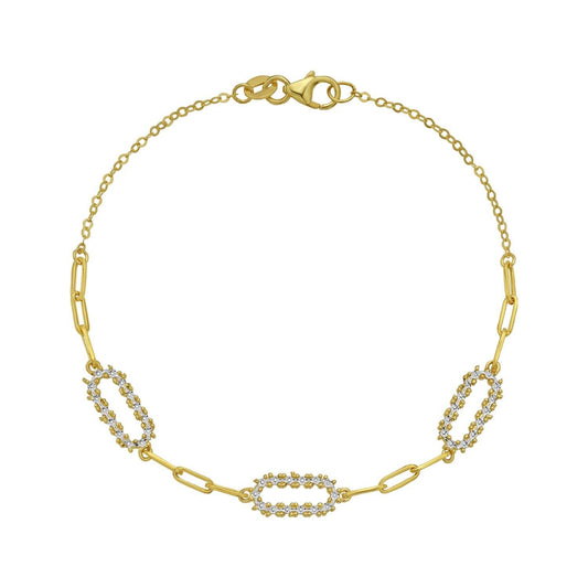 14K Yellow Gold Diamon Oro Paperclip Bracelet