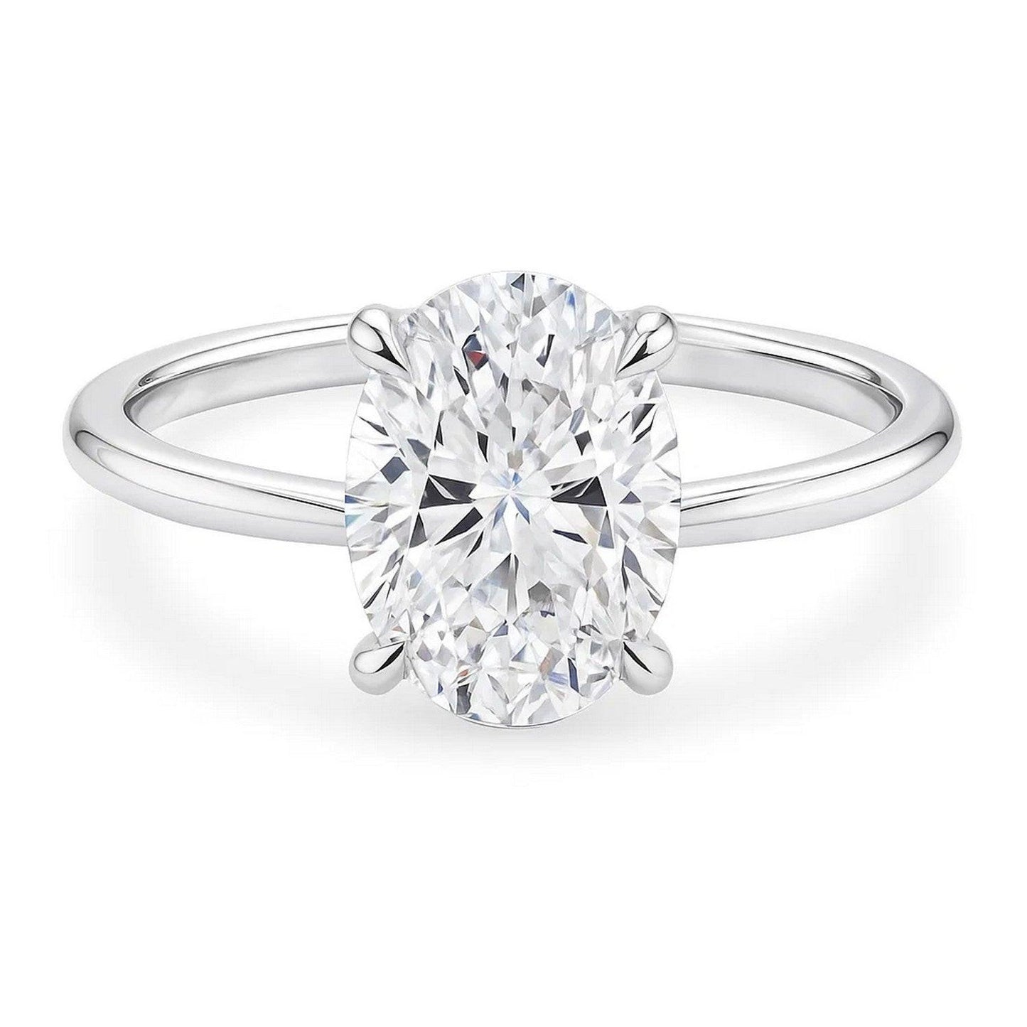 3 Carat Oval Lab Grown IGI G/VS1 Diamond Solitaire Ring in 10K White Gold