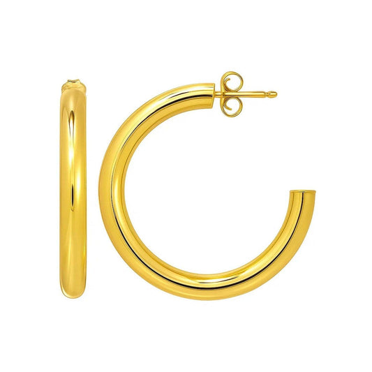 Round C Hoop Earrings in 14K Yellow Gold
