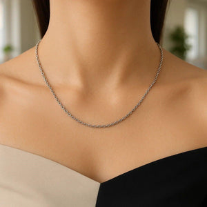14k White Gold Round Cable Link Chain (1.9 mm)