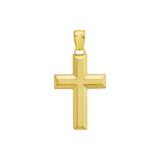 14K Yellow Gold Polished Beveled Cross Pendant
