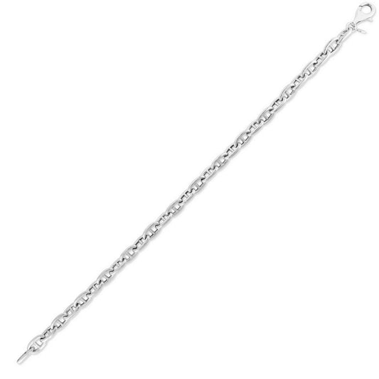 Sterling Silver Rhodium Plated Puffed Mariner Bracelet (5.90 mm)
