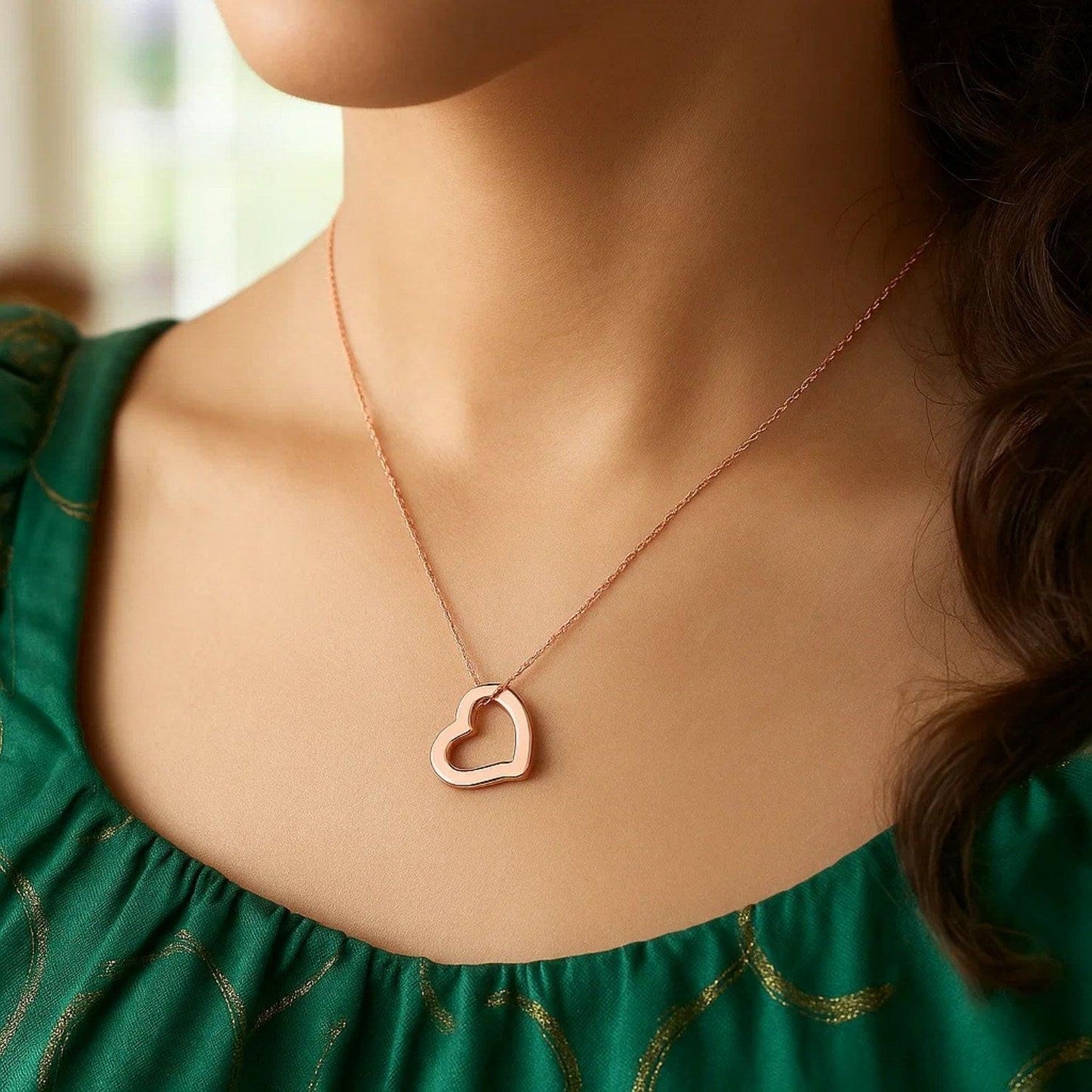 14k Rose Gold Heart Pendant