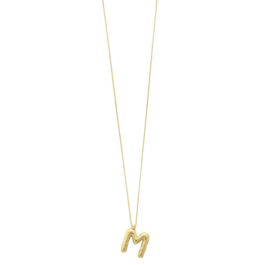 14K Yellow Gold Helium Initial M Pendant
