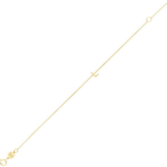 14K Yellow Gold Mini Initial L Bracelet