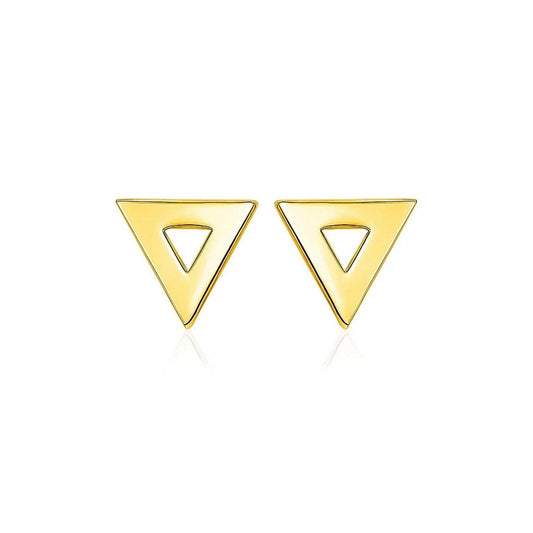 14k Yellow Gold Polished Open Triangle Post Earrings