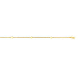 Stationed Heart Anklet in 14K Yellow Gold (1.00 mm)