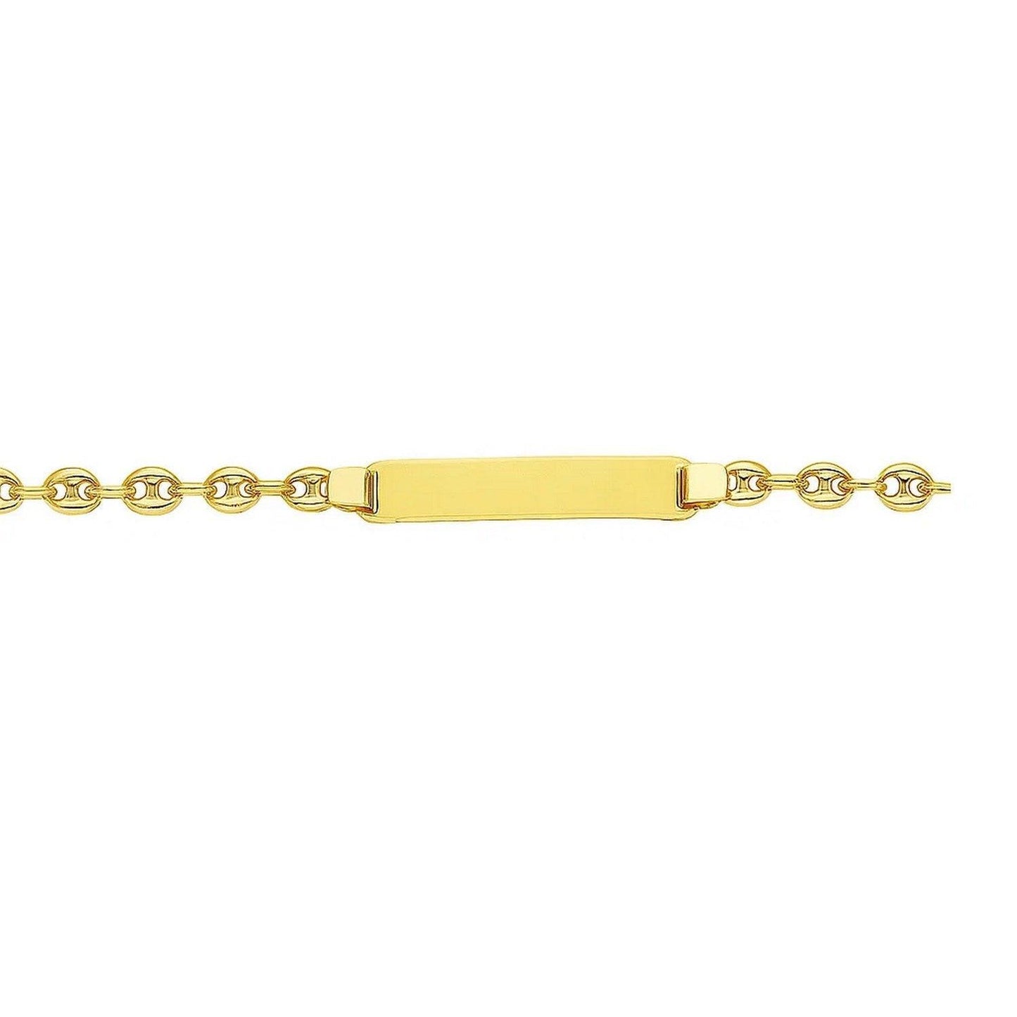 14k Yellow Gold Puffed Mariner Link Childrens ID Bracelet (3.30 mm)