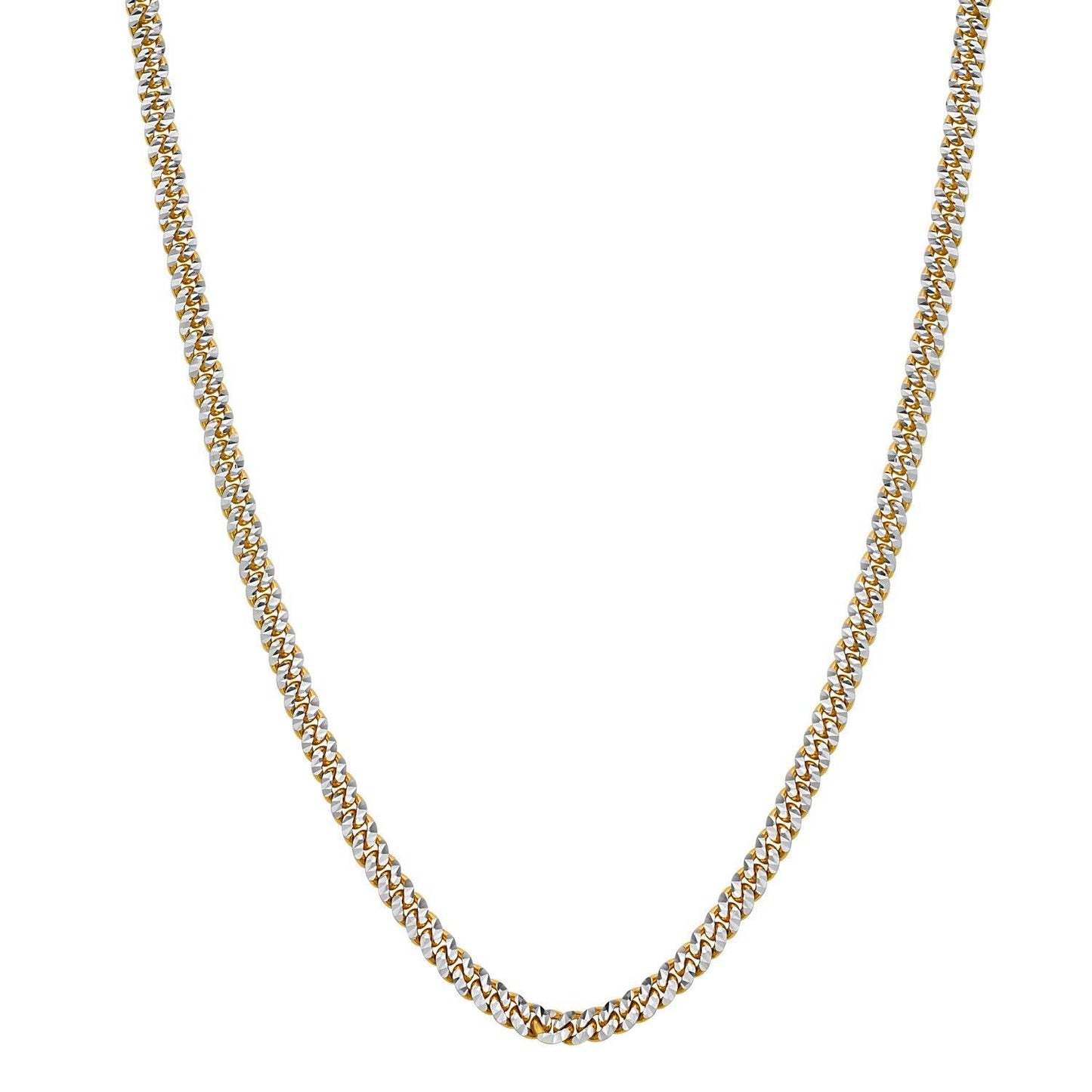 Classic Miami Cuban White Pave Solid Chain in 14k Yellow Gold (4.00 mm)