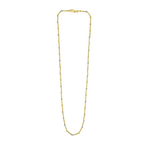 Two Tone Bar and Bead Necklace in 14K Gold