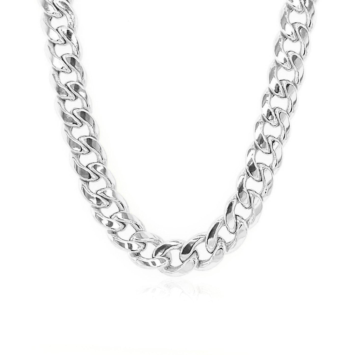 14K White Gold Miami Cuban Semi Solid Chain (7.00 mm)