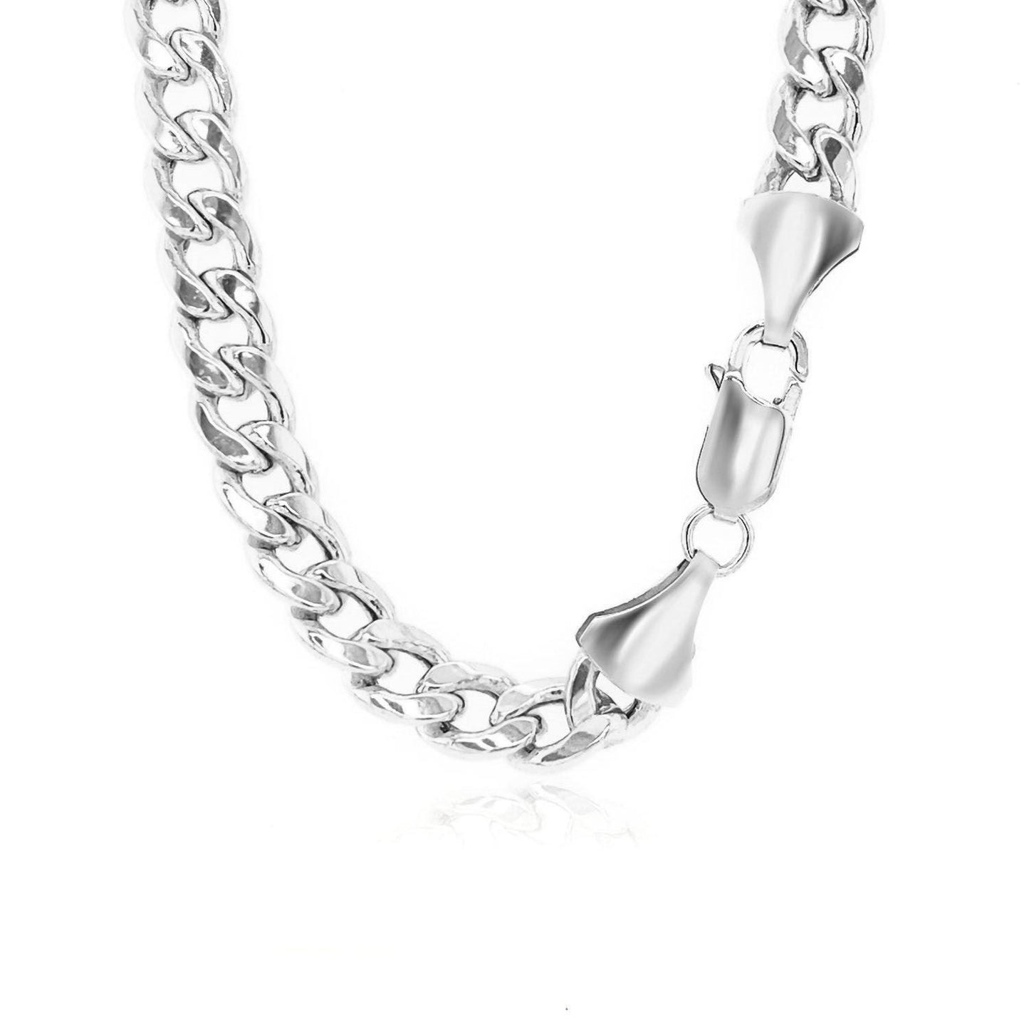 14K White Gold Miami Cuban Semi Solid Chain (7.00 mm)