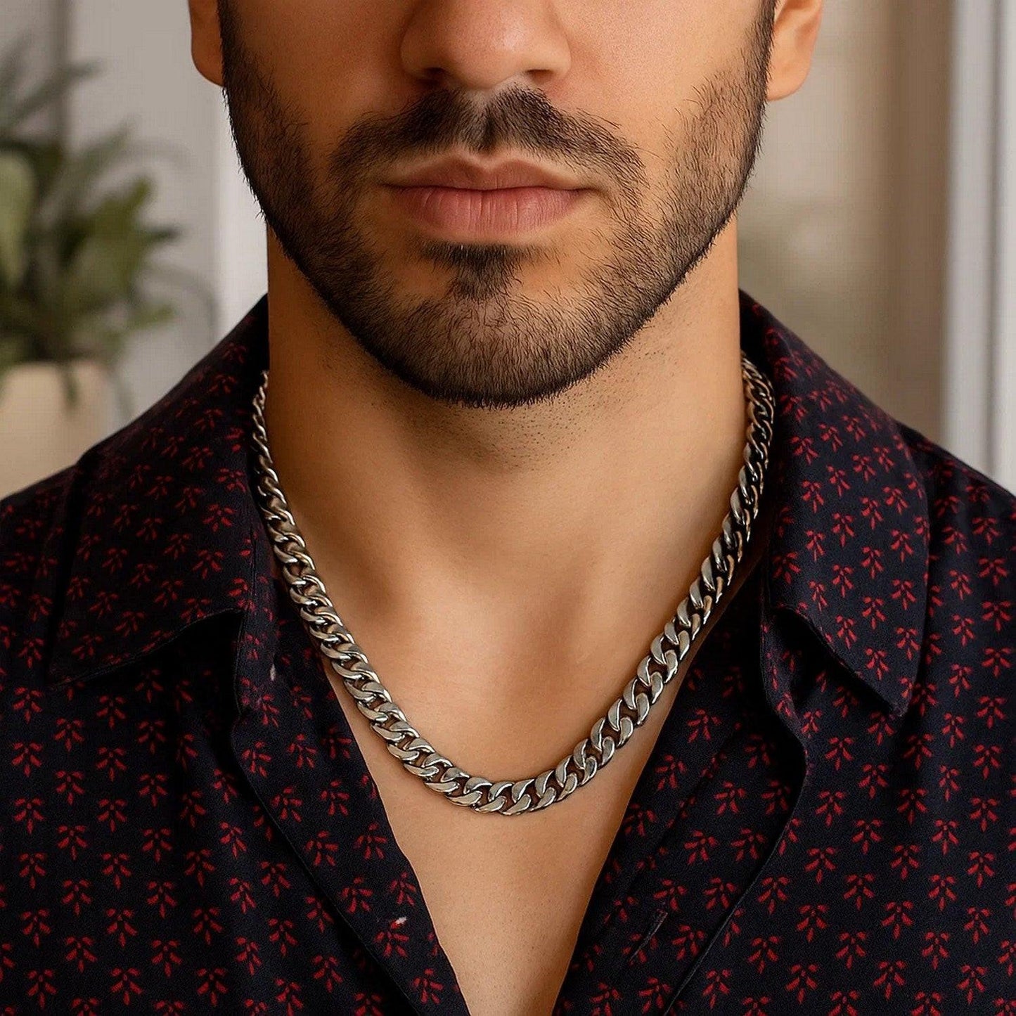 14K White Gold Miami Cuban Semi Solid Chain (7.00 mm)